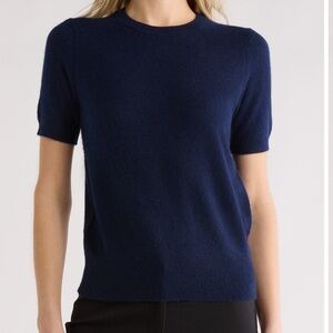 Navy Blue Short Sleeve Sweater